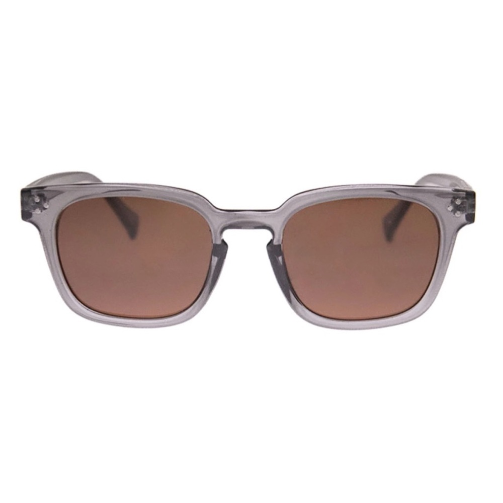Grey clear frame Classic rectangular shape brown tinted fashion sunglasses - Picture 5 of 5